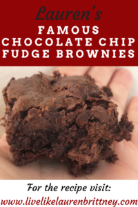 Famous chocolate chip fudge brownies Pinterest Graphic