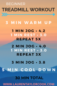Beginner treadmill interval workout to